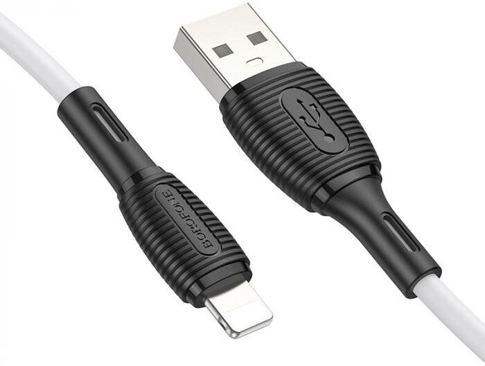 Кабель USB BOROFONE BX86 silicone для Lightning, 2.4A, длина 1м, белый