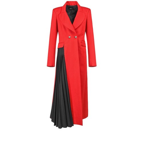 Пальто  Isabel Benenato, шерсть, силуэт прилегающий, средней длины, размер 42, красный