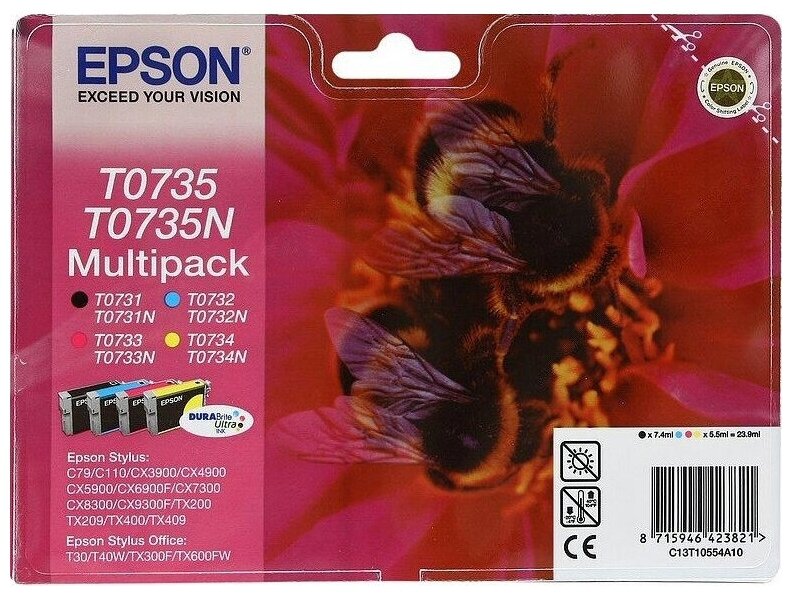 Комплект картриджей Epson C13T10554A10,(Т0735) 450 стр, многоцветный