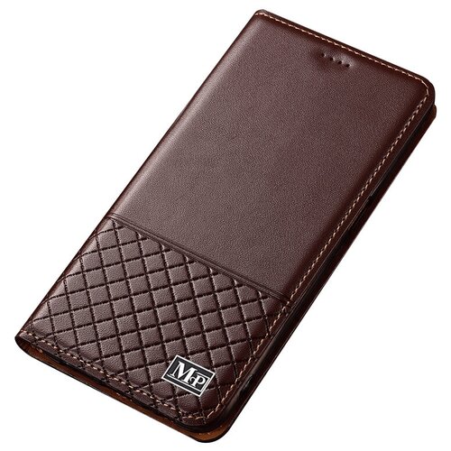 фото Чехол-книжка mypads premium для sony xperia 1 ii из качественной импортной натуральной кожи с элегантной стеганой прошивкой премиум-класса и магнитной крышкой коричневый