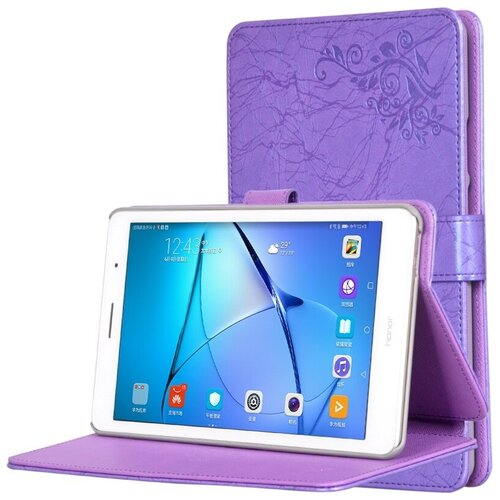 фото Чехол mypads для huawei mediapad m3 lite 8 (cpn-w09/ al00) с визитницей и держателем для руки фиолетовый натуральная кожа prestige бизнес класса