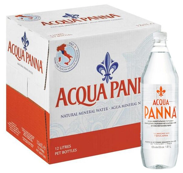 Вода минеральная Acqua Panna (Аква Панна) 12 шт. по 1,0 л, негазированная, пэт