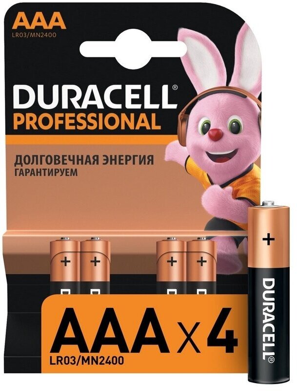 Батарейки Duracell Professional ААA, LR03, 4 шт (81578681)