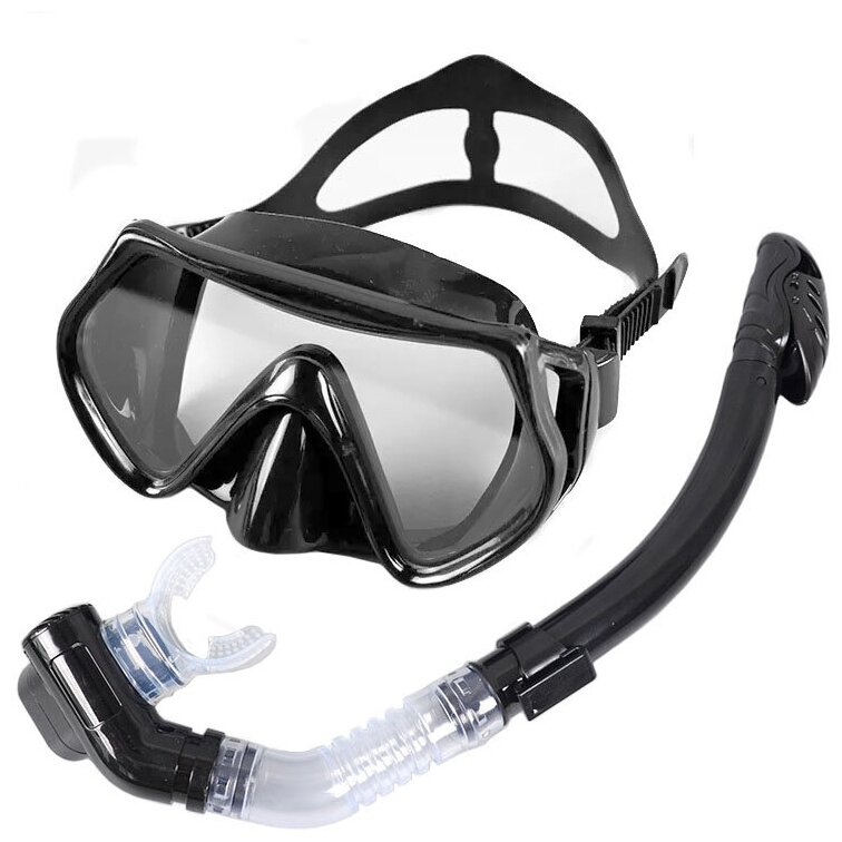 Набор для плавания взрослый маска+трубка Силикон черный Спортекс E39232