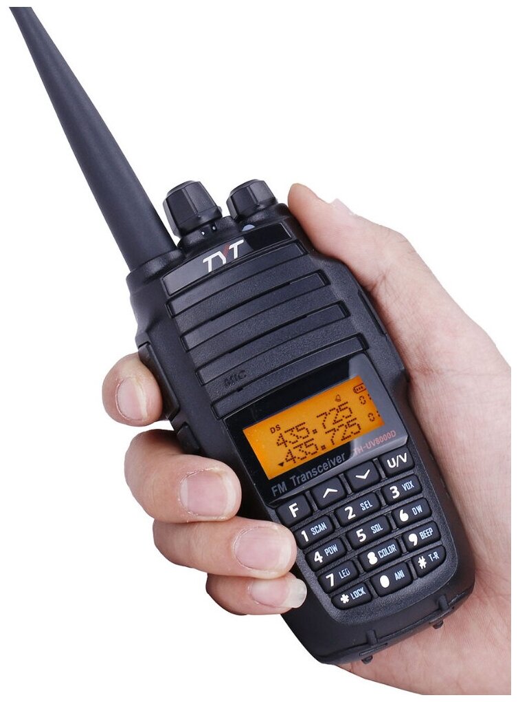 Рация TYT TH-UV8000D Черная / Портативная радиостанция для охоты и рыбалки с аккумулятором на 3600 мА*ч и радиусом 10 км / UHF; VHF; IP56