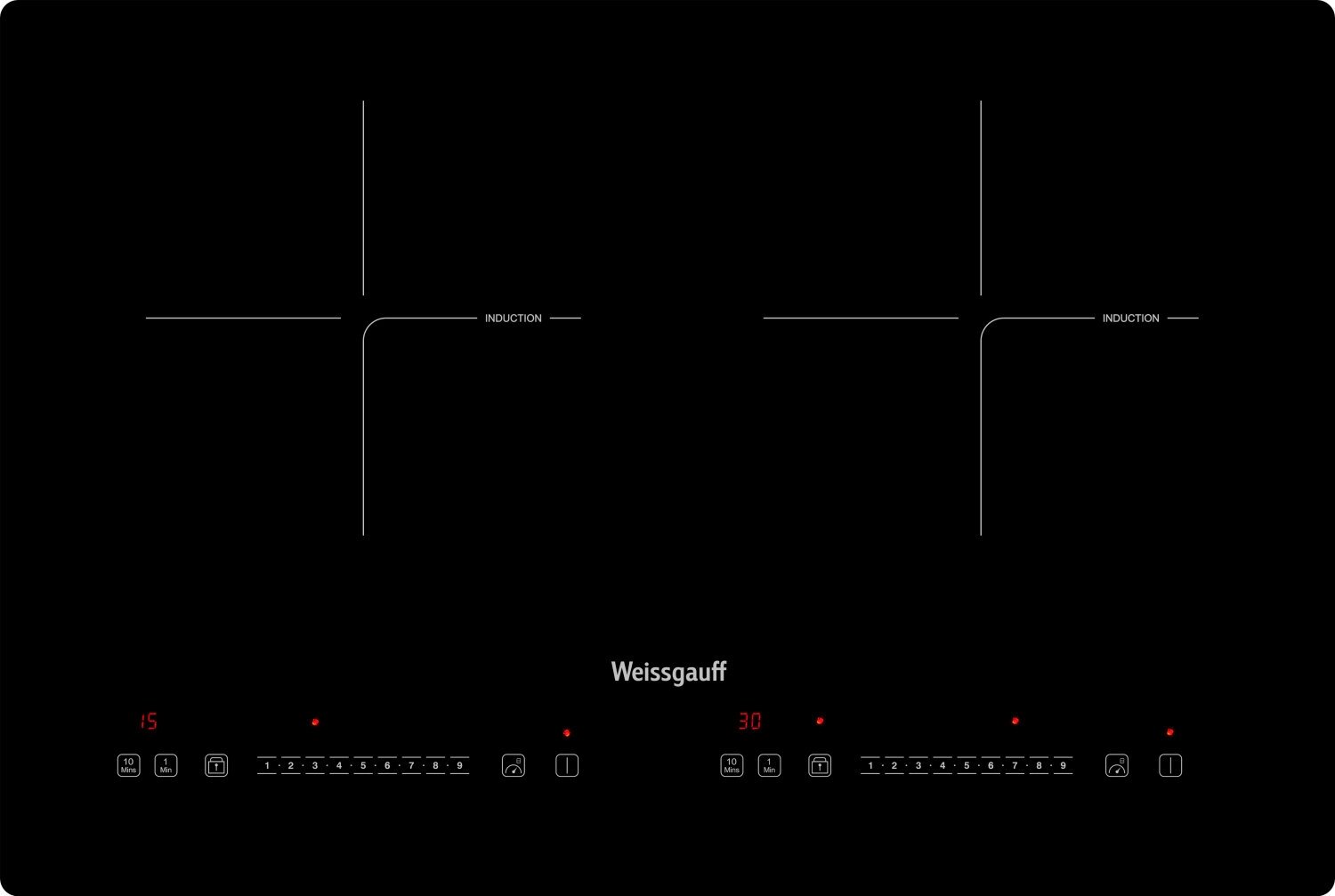 Индукционная варочная панель WEISSGAUFF HI 412 H, независимая, черный - фото №7