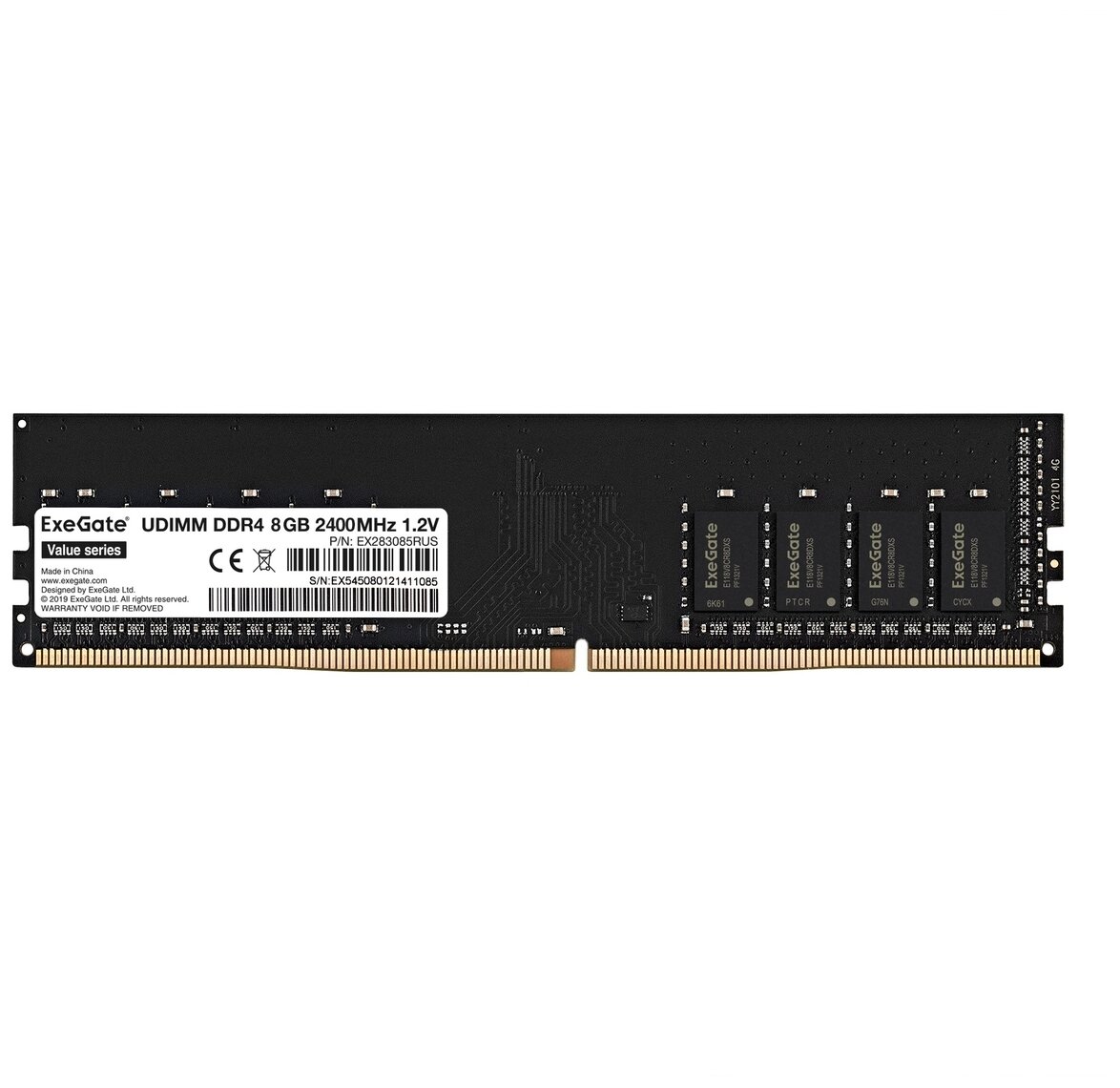 Оперативная память ExeGate Value 8 ГБ DDR4 2400 МГц DIMM CL17 EX283085RUS