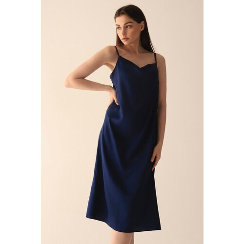 фото Платье monobase, натуральный шелк, миди, размер 44, синий