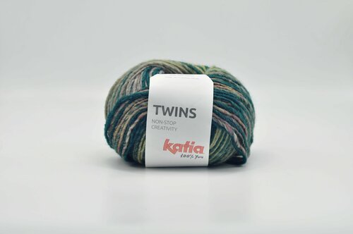 Пряжа для вязания Katia Twins / 1 моток 150 грамм / цвет 150 - серо-бежевый / 270 метров, 55% шерсть, 45% акрил