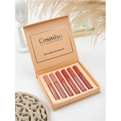 Жидкая матовая помада для губ водостойкая. Набор из 6 матовых помад в подарочной упаковке(А)