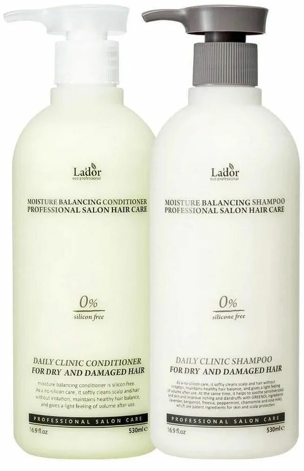 Lador Набор кондиционер+шампунь для волос увлажняющий Moisture Balancing Conditioner + Moisture Balancing Shampoo, 530 мл + 530 мл