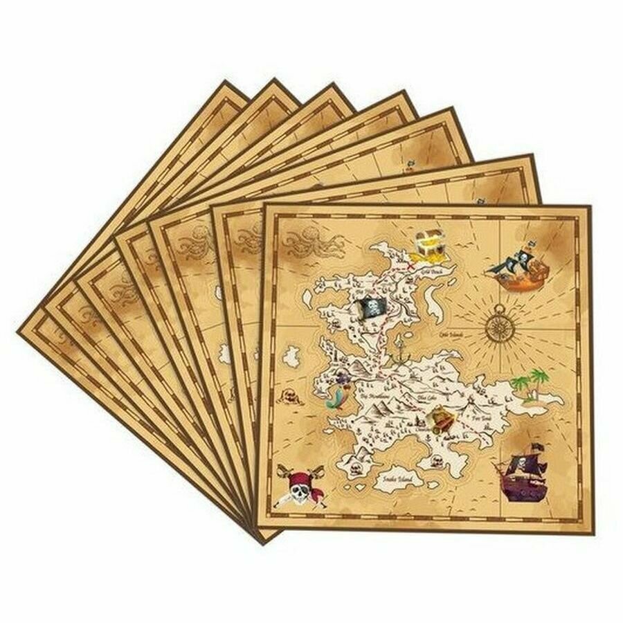 Салфетки Пиратская карта сокровищ 33см 20шт