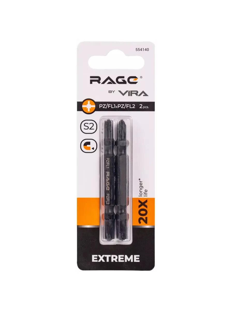 Набор бит магнитных PZ/FL1 и PZ/FL2x65 мм, 2 шт. — фото 1