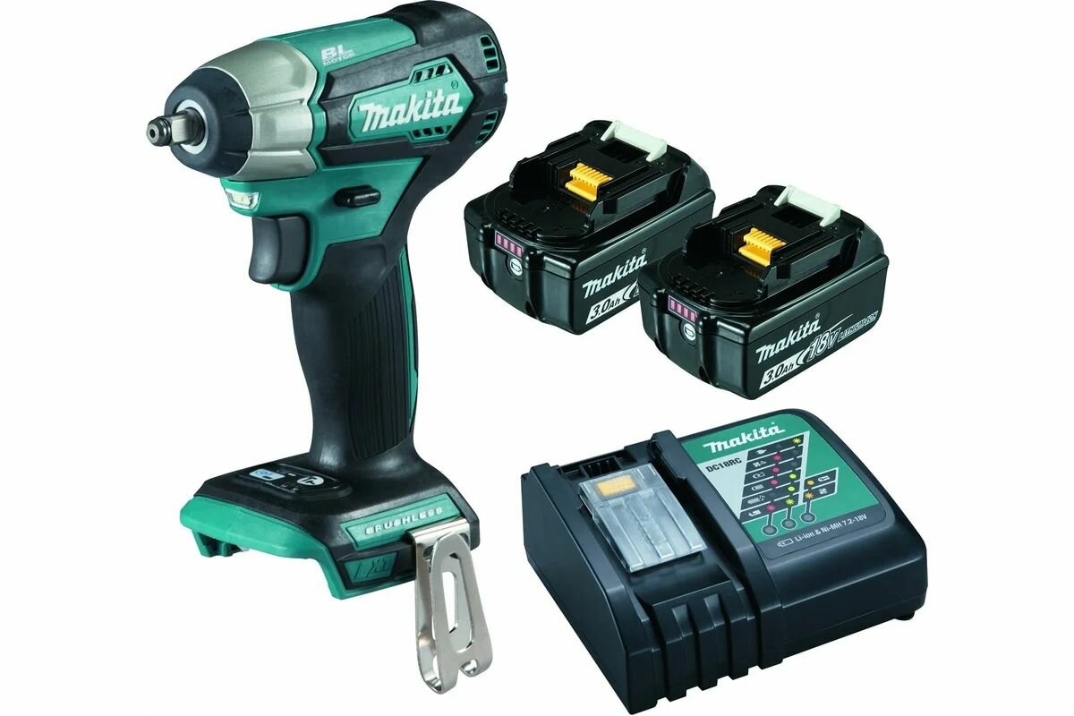 MAKITA DTW180RFE Гайковерт аккумуляторный ударный (18В,2x3Ач,Li-ion,б\щет,0-3600у\м,180Нм,квадрат 3\8",1.2кг,чем,под - фото №3