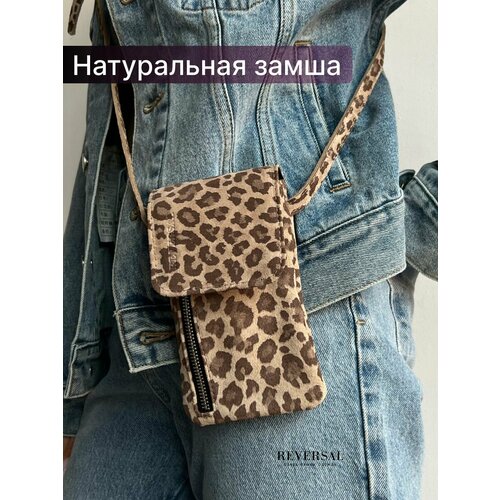 фото Сумка кросс-боди reversal, фактура бархатистая, бежевый