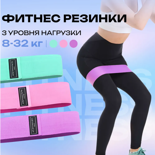 Набор тканевых широких резинок для фитнеса и эспандеров для йоги 430₽