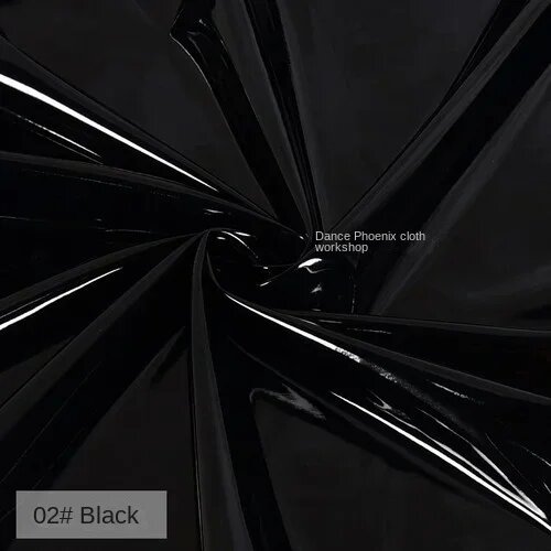 Черная эластичная искусственная кожа 1 метр, 02 Black