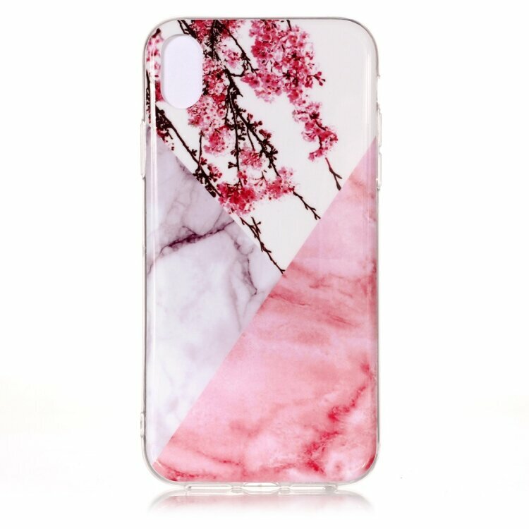 Гелевый чехол Marble для iPhone XS Max под мрамор с цветущим деревом