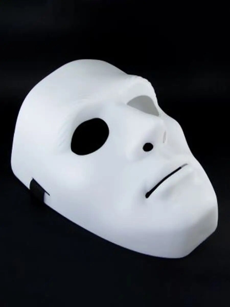 Карнавальная маска Riota Кабуки, белое лицо, пластик, на резинке, 1 шт. — фото 1