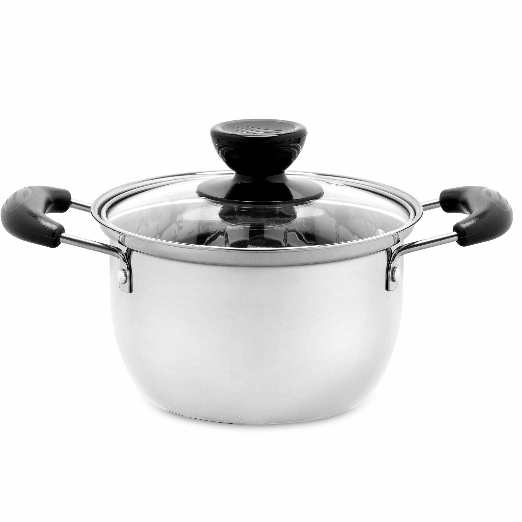 Кастрюля из нержавеющей стали с крышкой объемом 2,3 литра хром