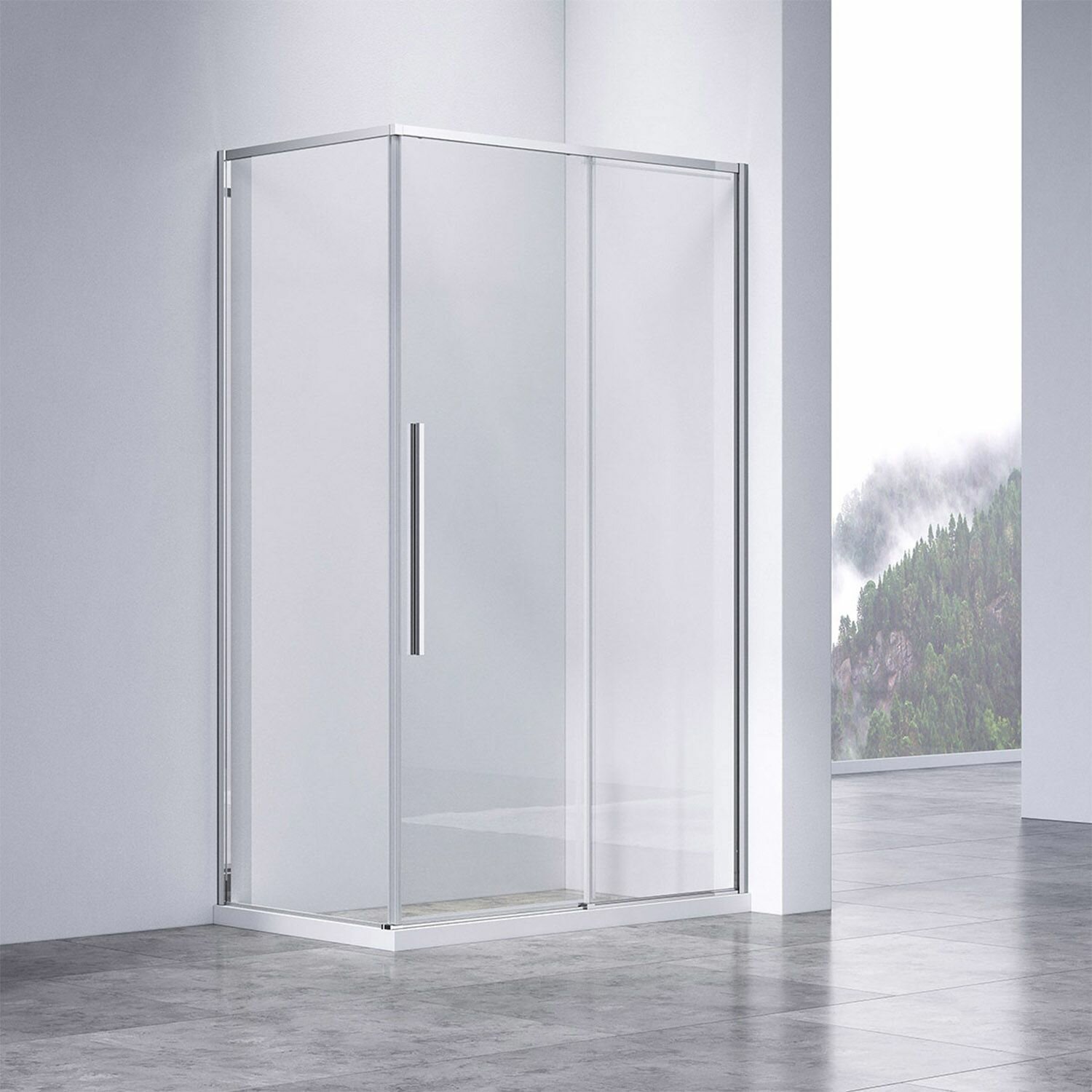 Душевой уголок Vincea (Винчея) Slim-N VSR-4SN9013CL 1300х900 мм (габариты площадки) хром стекло прозрачное