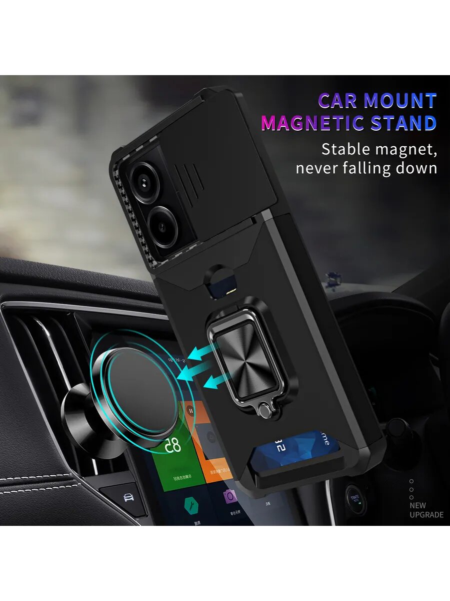 Чехол О'кейси, для Xiaomi Redmi Note 13, Poco M6, противоударный, черный — фото 1