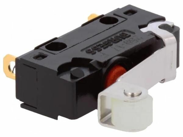 Микропереключатель SAIA V4NCST7C2-AR10, SNAP ACTION, с рычагом (с роликом), SPST-NC, 5A 250ВAC, под пайку