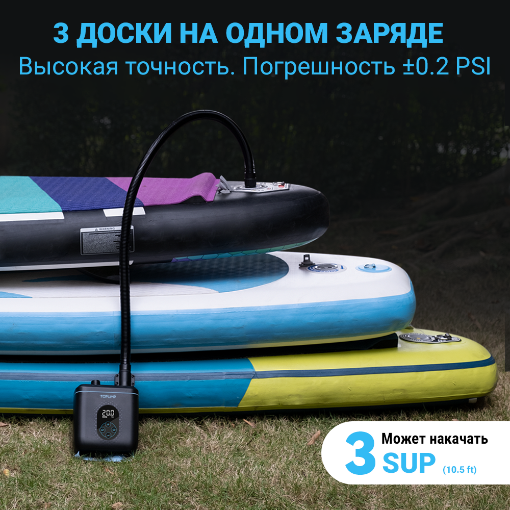 Портативный электрический насос для сапборда Cycplus D11 Pro, давление 20PSI, 160 Вт, 4000 мАч для лодки или SUP — фото 1