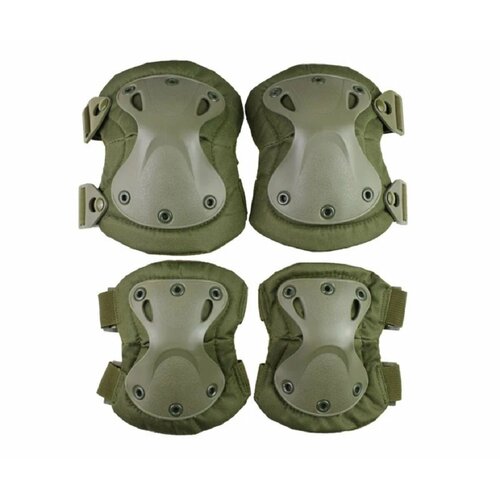 Тактический комплект, защита коленей и локтей, ABS-пластик, ПВХ, олива