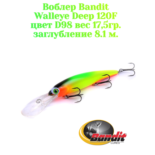 Воблер Bandit Walleye Deep 120F original цвет D98 вес 17,5гр. заглубление 8.1 м.