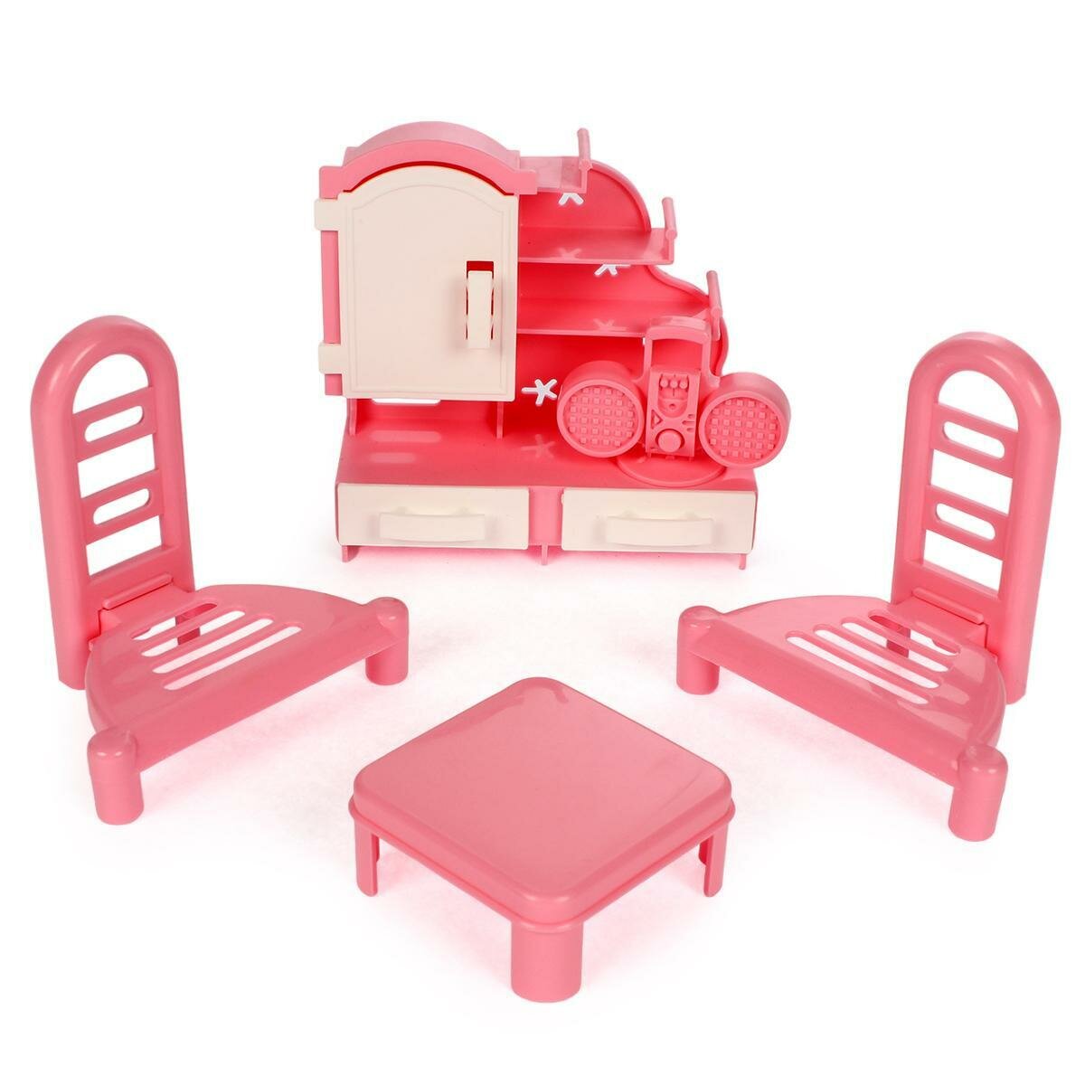 Мебель для кукольного домика 'Кристина', розовый/белый, пластик
