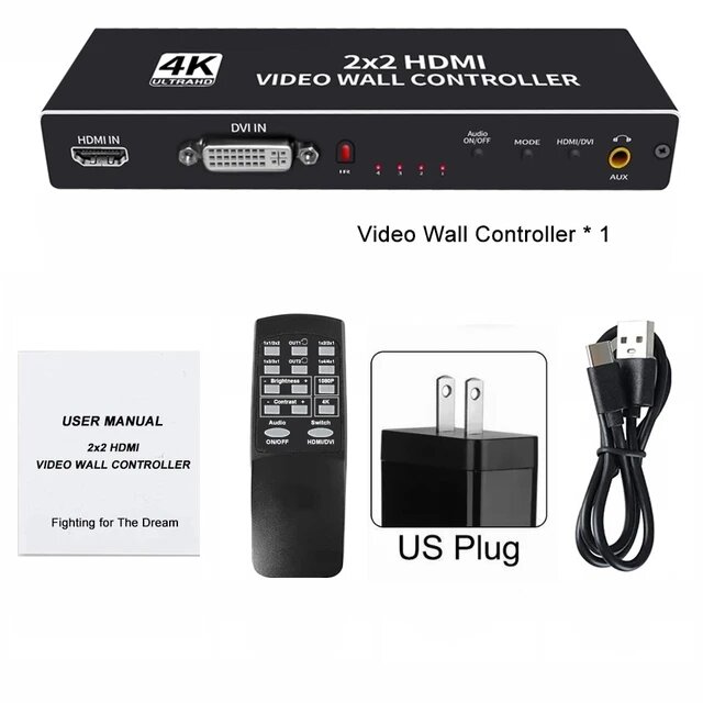 TITAK 3x3 4K HDMI Видеостена Контроллер 2x2 4 Screen EU Plug