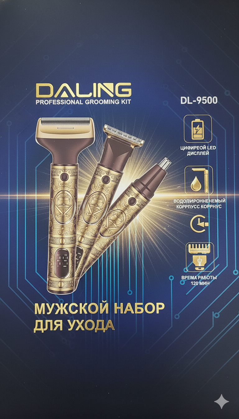 Машинка для стрижки DALING, от USB, с маслом и щеточкой, нержавеющая сталь