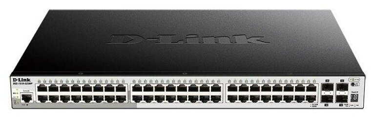 Коммутатор D-Link DGS-1510-52XMP/A1A Настраиваемый стекируемый коммутатор SmartPro уровня 2+ с 48 портами 10/100/1000Base-T и 4 портами 10GBase-X SFP+