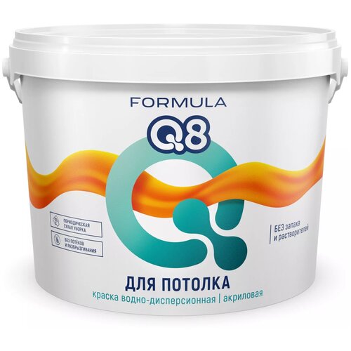 Краска акриловая Formula Q8 Для потолков матовая белый 25 кг краска воднодисперсионная formula q8 для потолков матовая 5 кг