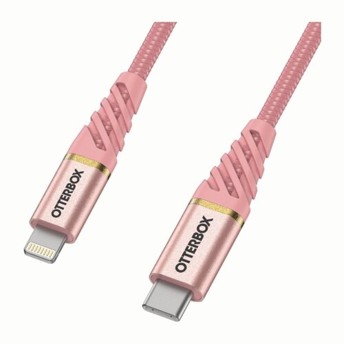 Кабель OtterBox Lightning / USB-C, 1 метр, Premium, для быстрой зарядки, цвет Shimmer Rose Pink, розовый (78-52556)