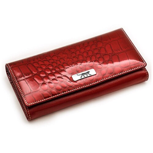 фото Большой женский красный кожаный кошелек под крокодила sergio valentini св 8134-035