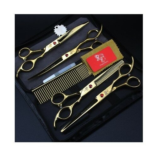 Парикмахерские ножницы профессиональные c чехлом, для стрижки волос филировочные, подарочный набор