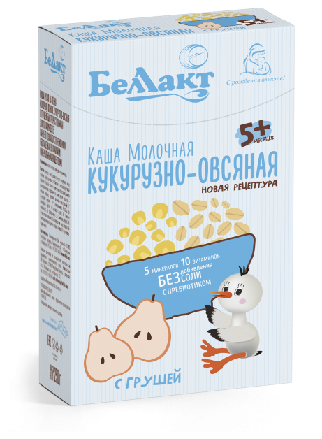 Каша зерно-молочная кукурузно-овсяная с грушей с пребиотиком Беллакт 250г - фото №1