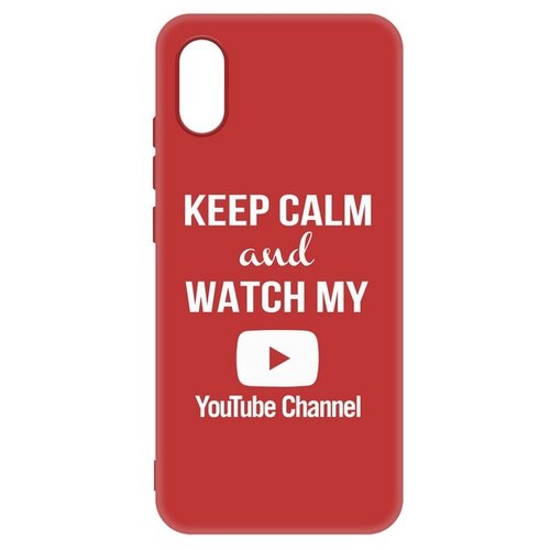 фото Чехол-накладка krutoff silicone case youtube для xiaomi redmi 9a (красный) krutoff group