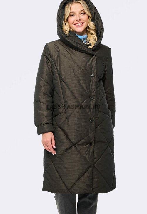 Куртка  DIXI COAT демисезонная, удлиненная, капюшон, размер 52, коричневый