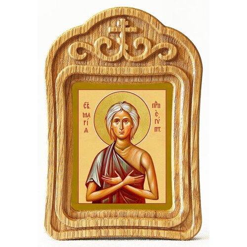 Преподобная Мария Египетская, икона в резной деревянной рамке мученица василисса египетская игумения икона в резной деревянной рамке