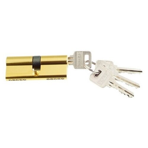 Цилиндр алюминиевый MARLOK ЦМ 68 мм, (50/LA02, 50/L76)-5К, английский ключ/ключ PB (золото) цилиндр стальной marlok цм 80 40 40 5к английский ключ ключ pb золото