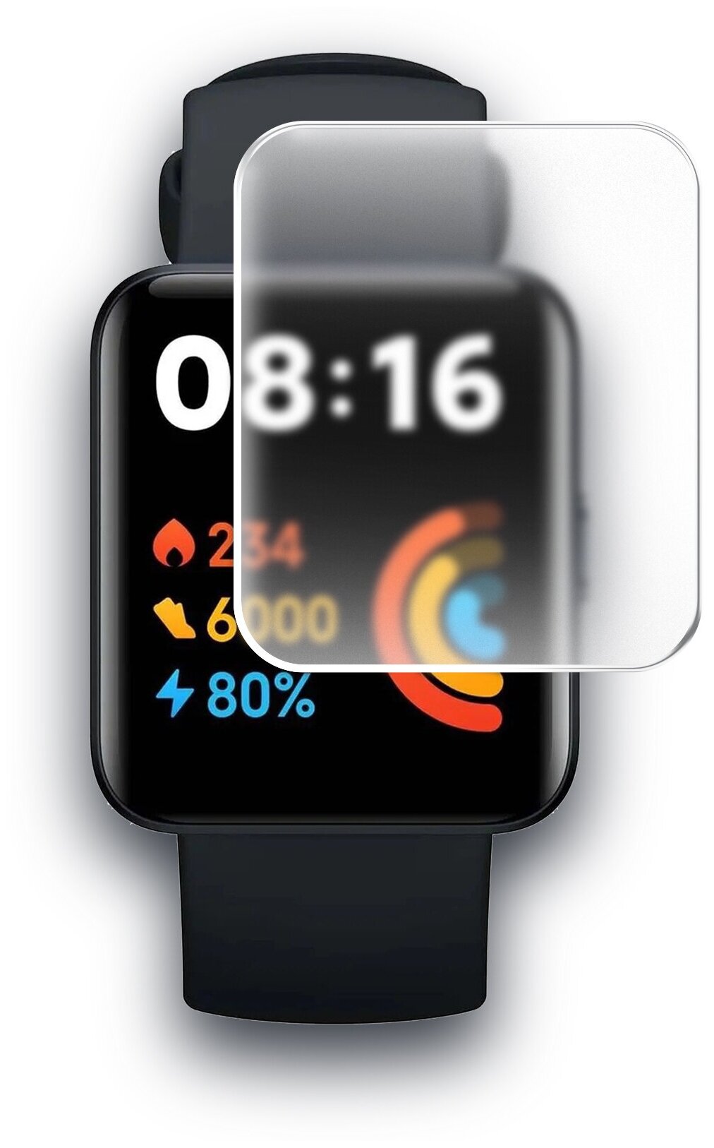 Защитная пленка на Xiaomi Redmi Watch 2 (Ксиоми Редми вотч 2) на Экран матовая гидрогелевая силиконовая клеевая основа полноклеевое, Miuko