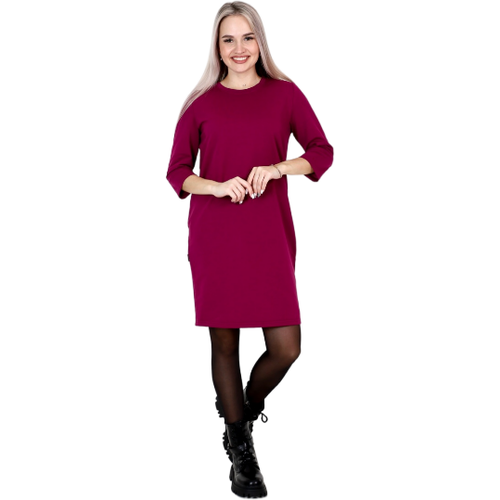 Платье Elena Tex, повседневное, свободный силуэт, мини, размер 46, бордовый