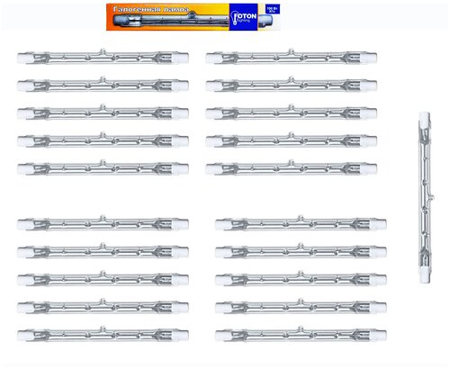 Лампа Галогенная Линейная 100W 220-240V R7s LINE 1500Лм 3000К D-12mm L-117mm Диммируемая Свет Теплый белый Foton Lighting, уп. 20шт