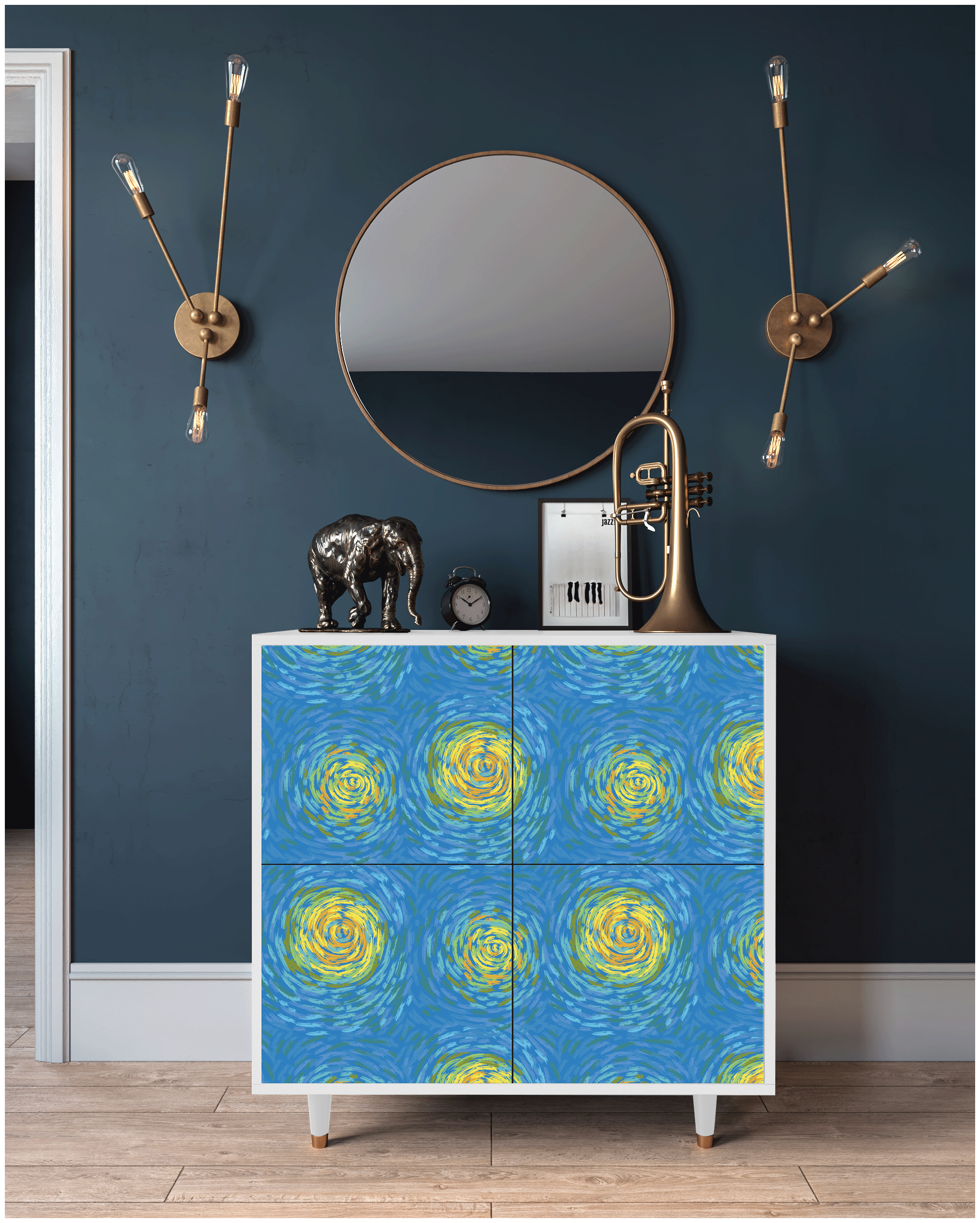Комод - STORYZ - BS3 Van Gogh Lights, 94 x 96 x 48 см, Белый