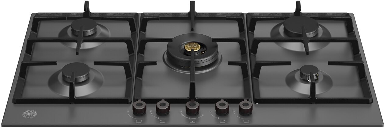 P905CPRONE Встраиваемая газовая варочная панель Bertazzoni, конфорка dual wok в центре, 90 см Черный матовый