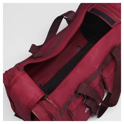 AMeN Сумка спортивная, 3 отдела на молниях, 2 наружных кармана, длинный ремень, цвет бордовый - фотография № 6