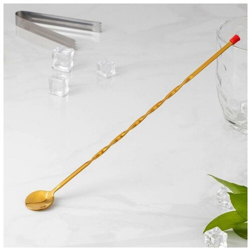Sofia Ложка барная с мадлером, h=33,5 см, цвет золотой
